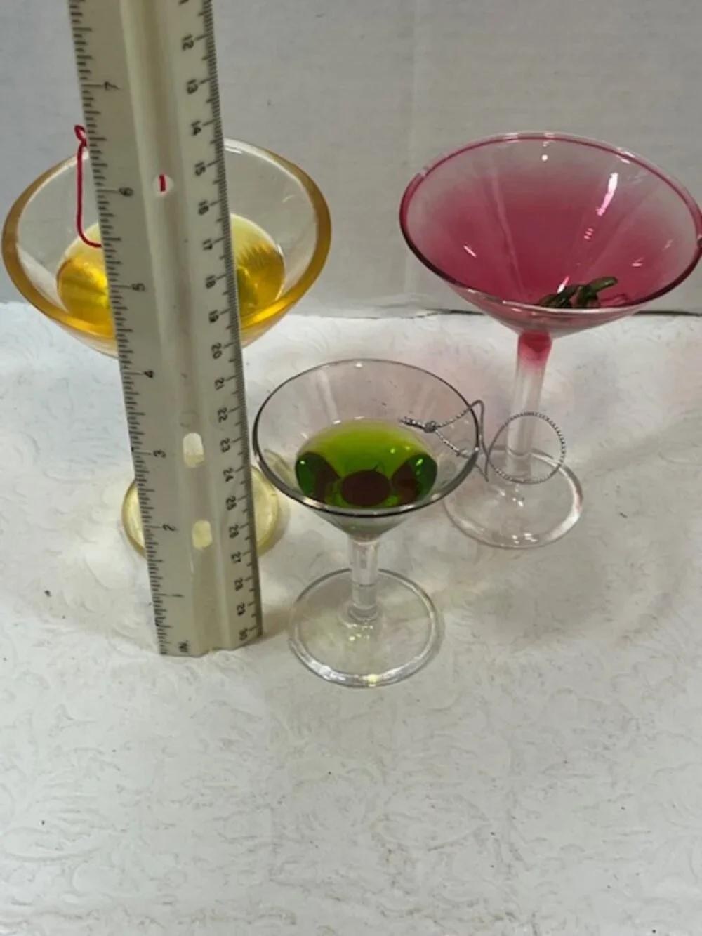 Set of 3 Cocktail Martini Plastic/Acrylic Christmas Tree Hanging Ornaments 3